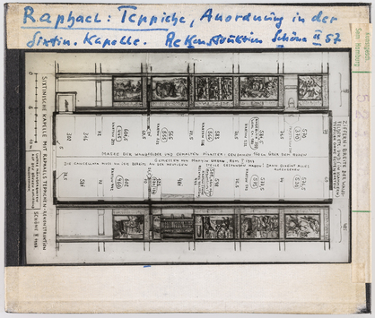 Vorschaubild Raffael: Teppiche, Anordnung in der Sixtinischen Kapelle, Rekonstruktion nach Wolfgang Schöne 1957 